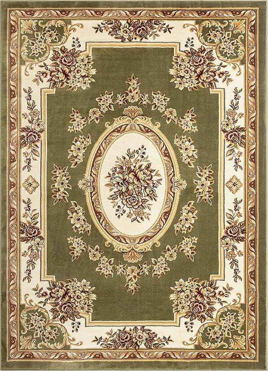 Well Woven Timeless Collection Le Petit Palais Green 9x13 Luxurious Traditional French Aubusson Medallion Oriental Area Rug Perfect for Living Room Bedroom or Dining Room Easy-to-Clean Durable Design