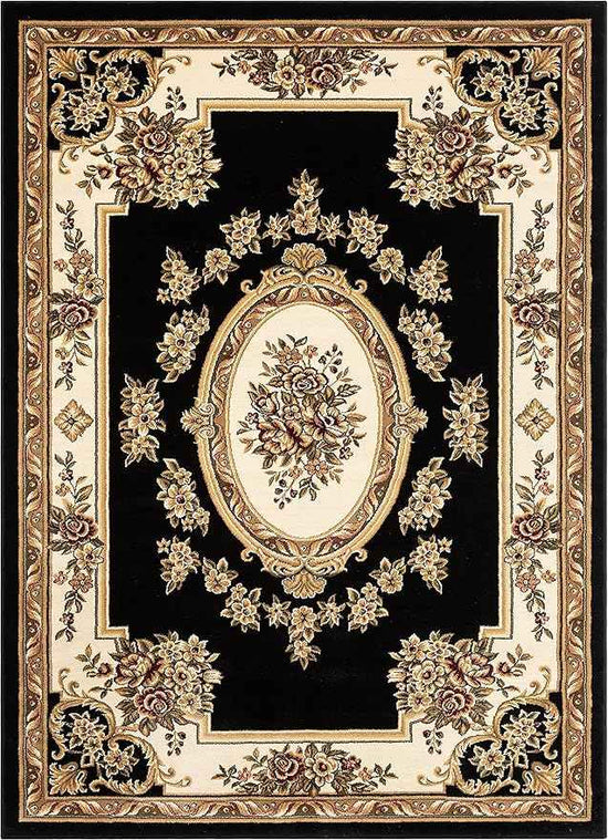 Well Woven Pastoral Medallion Black French European Formal Traditional Area Rug (5'3" x 7'3") Easy to Clean Stain/Fade Resistant Modern Contemporary Floral Thick Soft Plush Living Dining Room Rug