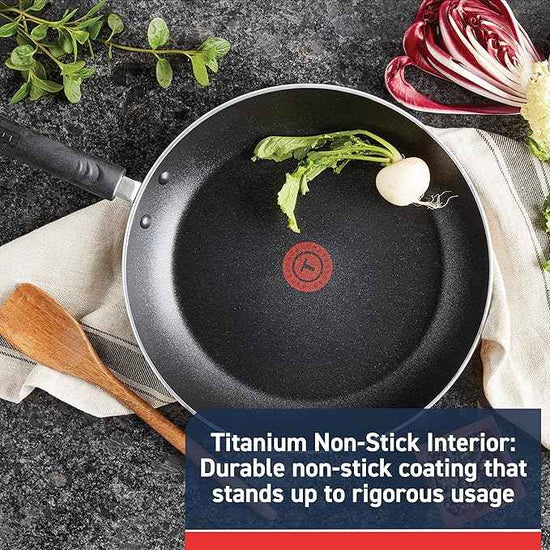 T-Fal Experience Non Stick Fry Pan w/Lid 10 Inch, Induction, Oven Broiler Safe 400F, Compatible with All Cooktops, Cookware, Deep Frying Pan, Cooking Skillet, Pots and Pans, Dishwasher Safe, Black