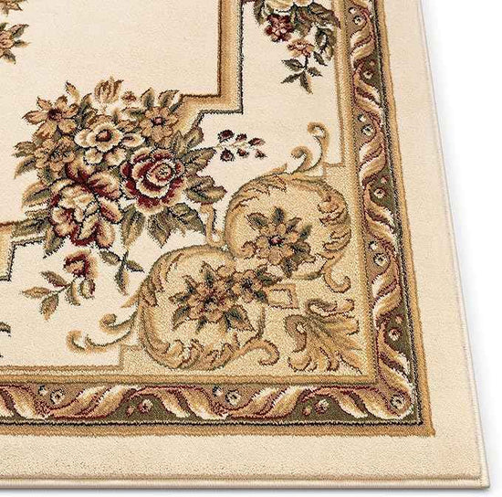 Well Woven Pastoral Medallion Ivory French European Formal Traditional (5'3" x 7'3") Area Rug Easy to Clean Stain/Fade Resistant Shed Free Contemporary Floral Thick Soft Plush Living Dining Room Rug