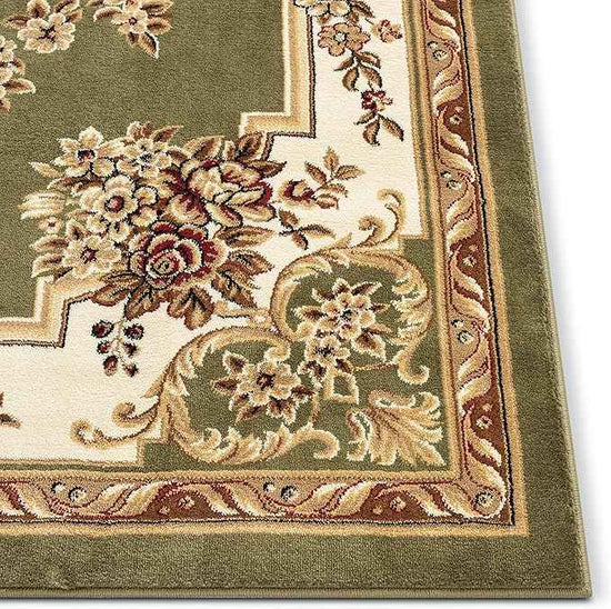 Well Woven Timeless Collection Le Petit Palais Green 9x13 Luxurious Traditional French Aubusson Medallion Oriental Area Rug Perfect for Living Room Bedroom or Dining Room Easy-to-Clean Durable Design