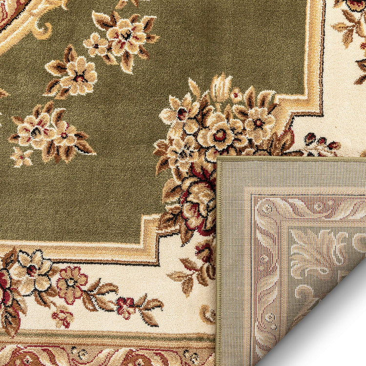 Pastoral Medallion Green French Area Rug European Formal Traditional