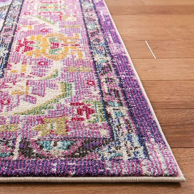 SAFAVIEH Monaco Collection Area Rug - 3' x 5', Violet & Light Blue, Non-Shedding & Easy to Clean, Distressed Medallion Design, Ideal for Living Room, Bedroom, Dining Space (MNC243L)
