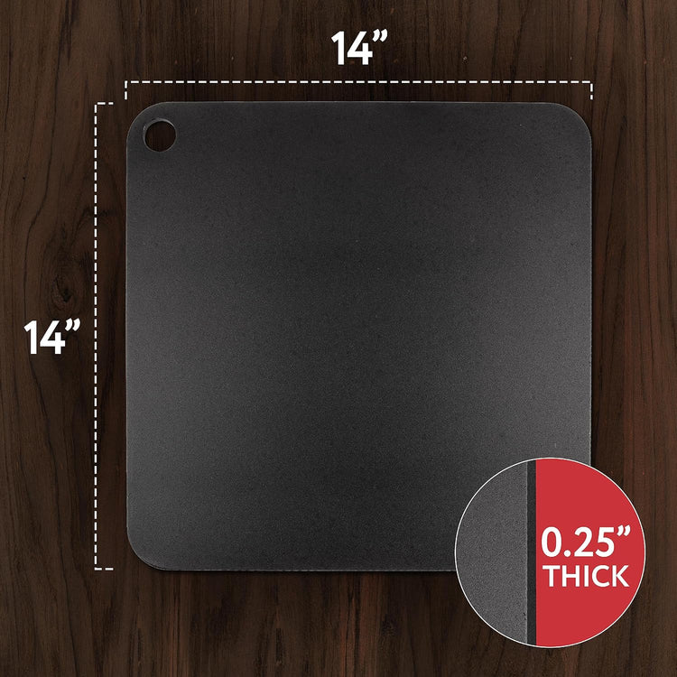 IMPRESA Pizza Steel for Oven - 14 x 14 x 0.25 in Black Carbon Steel - Fast Heat Retention for Crispy Crust - Nonstick Surface with Pizza Stone & Pan Performance