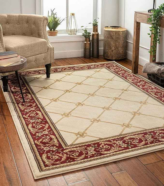 Well Woven Timeless Collection Fleur De Lis Ivory 6x9 Luxurious Traditional French Aubusson Oriental Area Rug Perfect for Living Room Bedroom or Dining Room Easy-to-Clean Durable Design