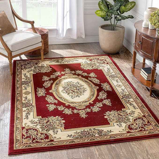 Well Woven Pastoral Medallion Red French European Formal Traditional Area Rug (7'10" x 10'6") Contemporary Floral Thick Soft Plush Living Dining Room Rug
