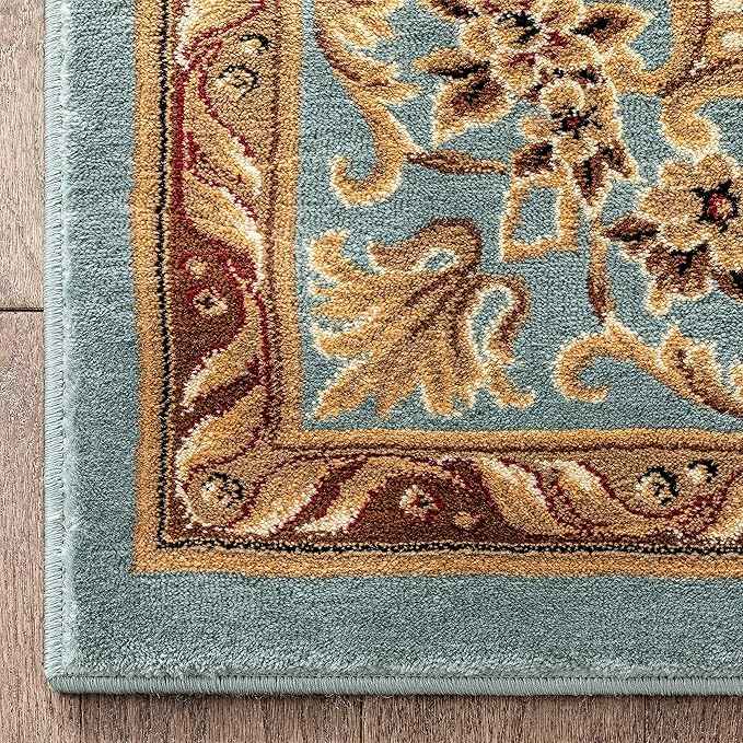 Well Woven Timeless Collection Le Petit Palais Light Blue 6x9 Luxurious Traditional French Medallion Oriental Area Rug Perfect for Living Room Bedroom or Dining Room Easy-to-Clean Durable Design