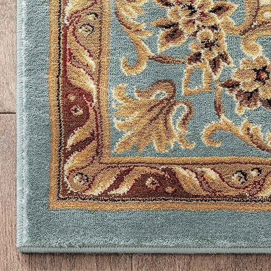 Well Woven Timeless Collection Le Petit Palais Light Blue 5x7 Luxurious Traditional French Medallion Oriental Area Rug Perfect for Living Room Bedroom or Dining Room Easy-to-Clean Durable Design