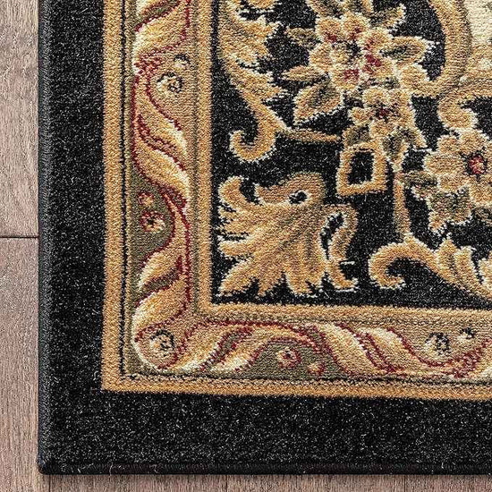 Pastoral Medallion Black French European Formal Traditional 2x7 (2'3" X 7'3") Runner Rug Stain / Fade Resistant Contemporary Floral Thick Soft Plush Hallway Entryway Living Dining Room Area Rug