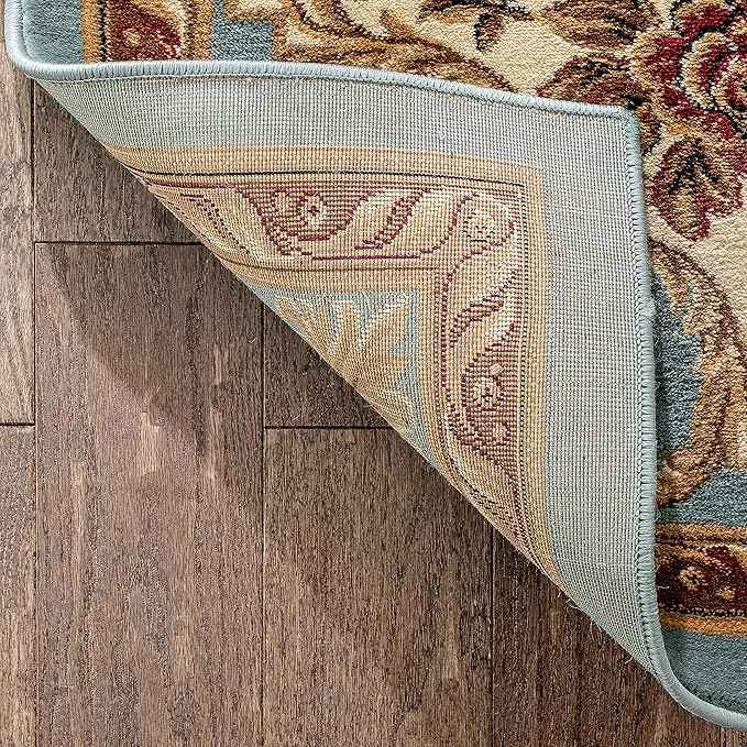 Well Woven Timeless Collection Le Petit Palais Light Blue 11x15 Luxurious Traditional French Medallion Oriental Area Rug Perfect for Living Room Bedroom or Dining Room Easy-to-Clean Durable Design