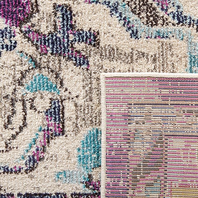 SAFAVIEH Monaco Collection Area Rug - 3' x 5', Violet & Light Blue, Non-Shedding & Easy to Clean, Distressed Medallion Design, Ideal for Living Room, Bedroom, Dining Space (MNC243L)