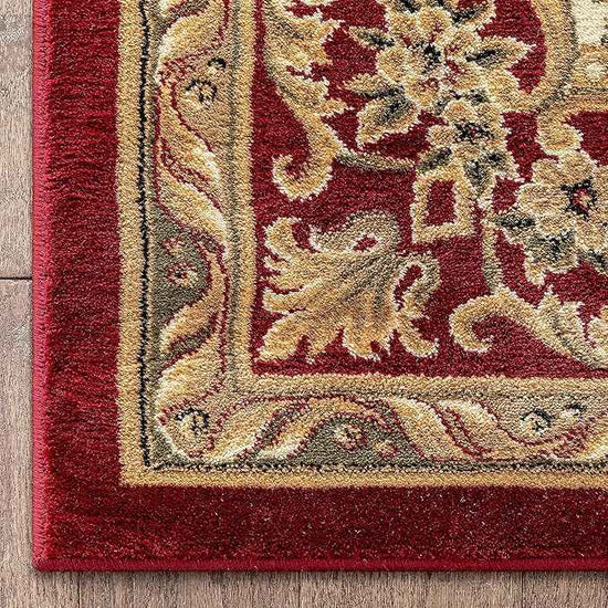 Well Woven Timeless Collection Le Petit Palais Red 11x15 Luxurious Traditional French Aubusson Medallion Oriental Area Rug Perfect for Living Room Bedroom or Dining Room Easy-to-Clean Durable Design