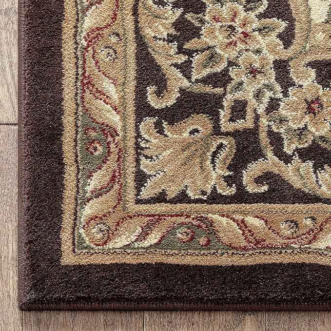 Pastoral Medallion Brown French (7'10'' x 10'6") Area Rug European Floral Formal Traditional Area Rug Easy Clean Shed Free Modern Classic Contemporary Thick Soft Plush Living Dining Room Rug
