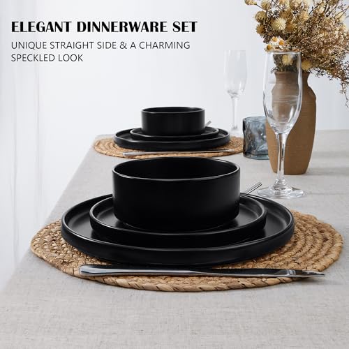 Black Dinnerware Sets for 6 (Matte Black / 18pcs for 6)