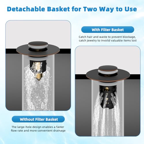 Universal Bathroom Sink Drain Stopper Hair Catcher (Oil Rubbed Bronze)