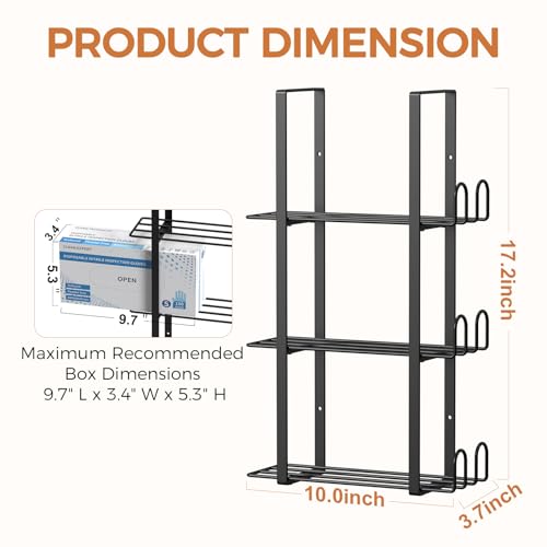 Glove Holder Dispenser for Wall Mount (Black)