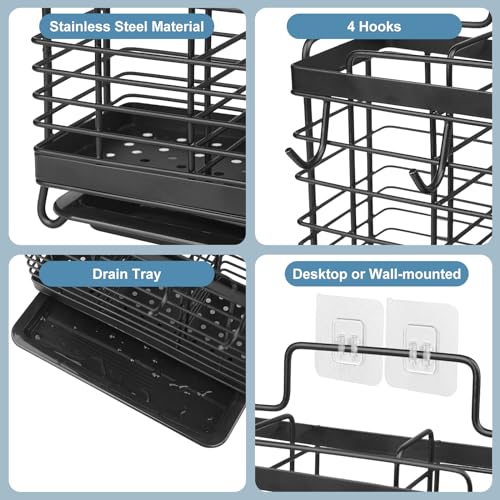 Utensil Holder (Black / 3 Grids)