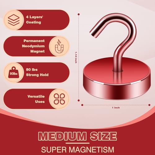 Magnetic Hooks Steel Tube Design for Cruise (Red / 80lb Magnetic Hooks)