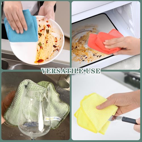 Dish Cloth for Washing Dishes Kitchen Washcloth Cleaning Cloth (Assorted Color-5 / 7.87inchx7.87inch 10pack)
