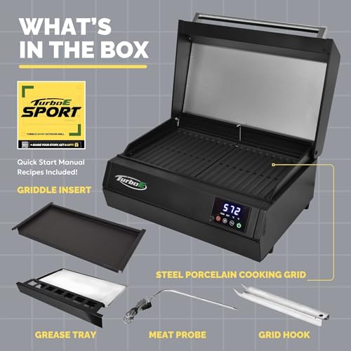 Turbo E Sport Compact Electric Grill (Turbo E Sport Cart Set with Griddle (Low Lid, Free-standing))