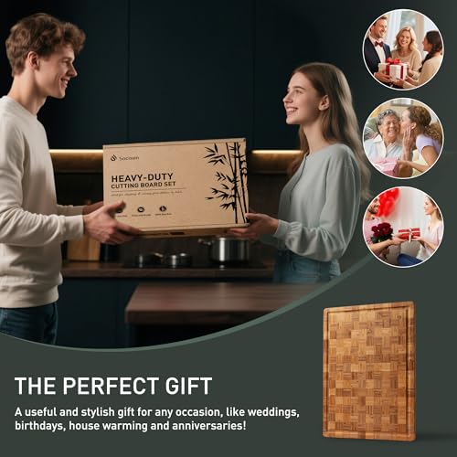 Extra Large Bamboo Wooden Cutting Board Wood Cutting Boards for Kitchen (20*15in)