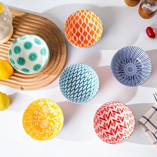 11 Oz Ceramic Small Dessert Bowls Set of 6 (Assorted Colors / 11oz)