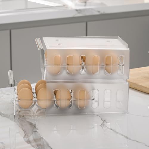Egg Holder for Refrigerator Drawer Type Egg Container for Refrigerator BPA Free Fridge Organizer (12 Egg Holder)