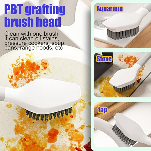 Dish Brush Set of 4 with Holder.Interchangeable Heads Kitchen Scrub Brush