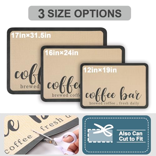 Coffee Mat Absorbent Hide Stain Rubber Backed Dish Drying Mat for Kitchen Counter (Coffee Bar / 17" x 31.5")