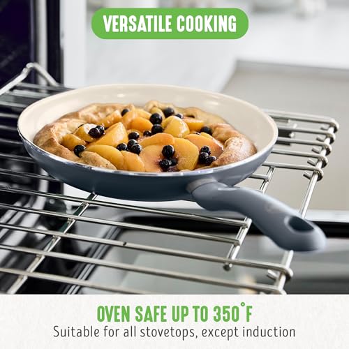 16 Piece Ceramic Nonstick Pots & Pans Cookware Set (16 Piece Cookware Set / Soft Grip / Gray)