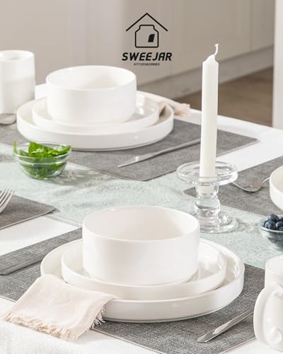 Sweejar Porcelain Dinnerware Sets for 4 (Pure White / Service for 4 (12pcs))
