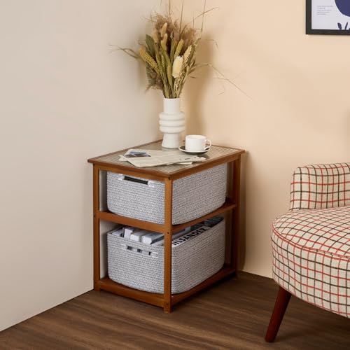 Large Storage Baskets for Shelves (2pcs-L17×W13×H7.5" / Mixed Grey)