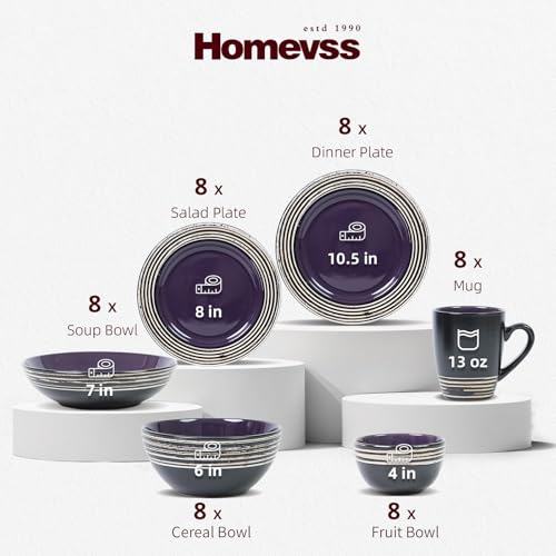 HomeVss 48 Piece Dinnerware Set (Lavender / Service for 8 - 48pc Set)
