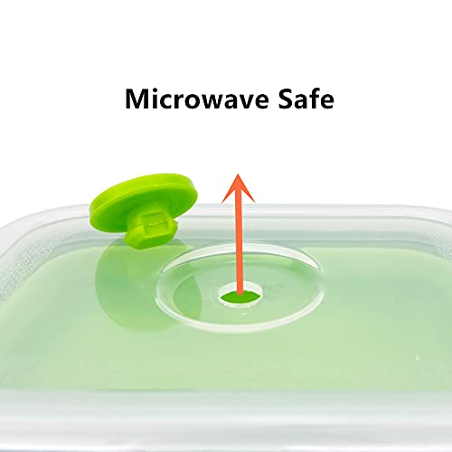 3piece Collapsible Food Storage Containers with Lids (green with gray)