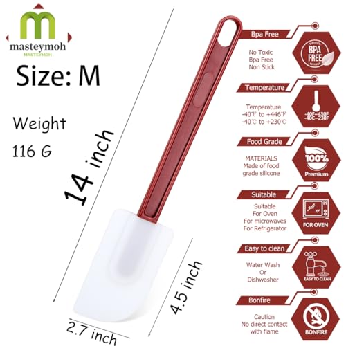 Commercial Grade Silicone Rubber Spatula Set (2 Scrapers 14"(M))