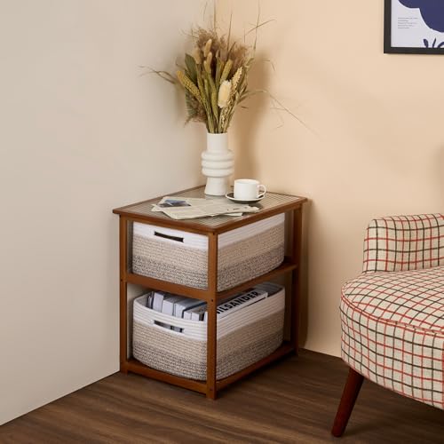 Large Storage Baskets for Organizing (3pcs-L17×W13×H7.5" / Gradient Brown)