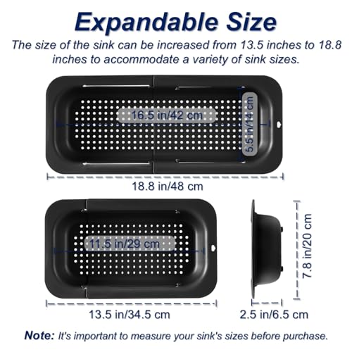 Extendable Sink Colander Strainer Basket (Black)