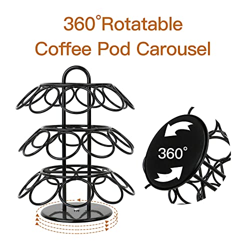 Rotating Coffee Pod Holder for Keurig Pods (27 Pods Capacity-Black)