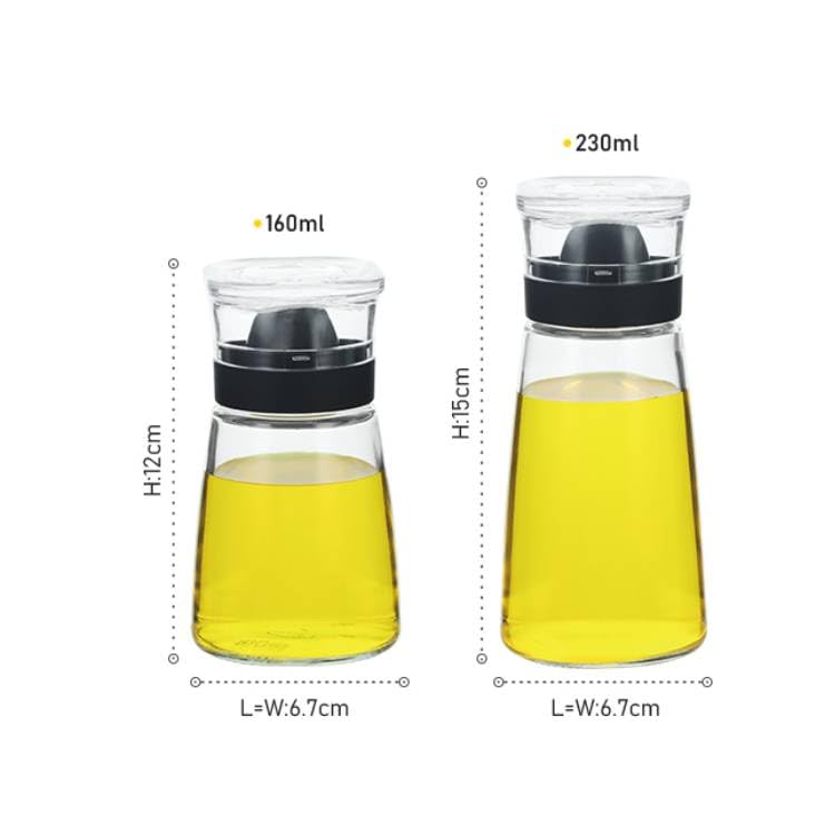 Small Glass Olive Oil and Vinegar Dispenser Bottles Set for Kitchen Cooking with Silicone Dual Pouring Spout (Black / 5.4 oz)