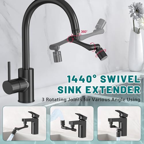 1440 Swivel Faucet Extender for Kitchen (B- Black- Swivel Faucet Aerator)