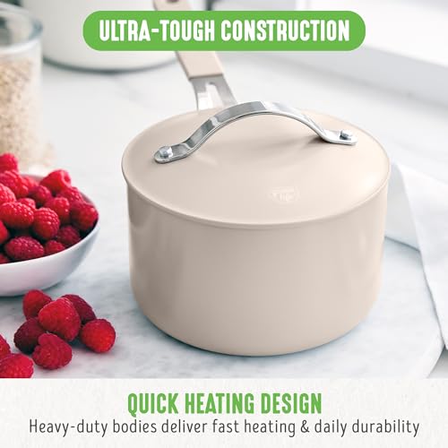 2 Quart Nonstick Saucepan with Lid (2QT Saucepan with Lid / Taupe)