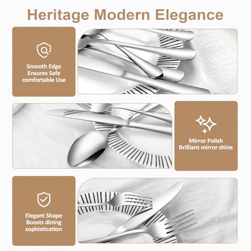 60 Piece Silverware Set for 12 (Silver / 60-Piece)
