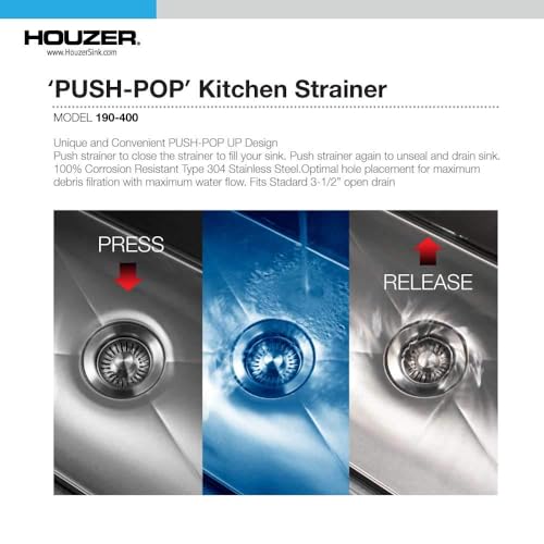 190-9300 - 3-1/2 Inch Stainless Steel Deep Cup Kitchen Sink Basket Strainer, Durable Food Catcher Stopper for Metal Kitchen Sink, Ideal for Filtering Waste and Preventing Clogs (3.5 Inch - Stainless Steel Deep Cup)