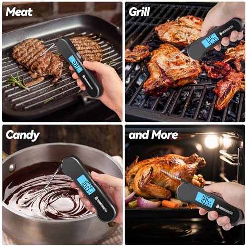 0.5 Sec Instant Read Meat Thermometer Digital for Cooking (Black)