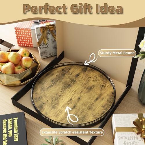 Lazy Susan Turntable Organizer for Table Top (Rustic / 18")