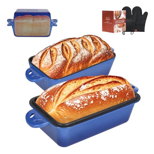 9x5 Enameled Cast Iron Loaf Pan with Lid (Blue)