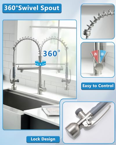 Commercial Kitchen Faucet with Pull Down Sprayer Brushed Nickel (Brushed Nickel)
