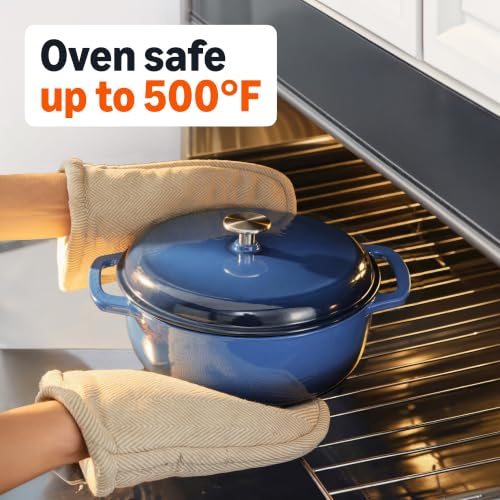 Enameled Cast Iron Dutch Oven Pot With Lid (Navy / 6-Quart)