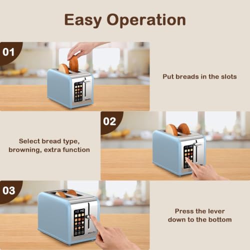 2 Slice Touch Screen Toaster (Ice Blue)