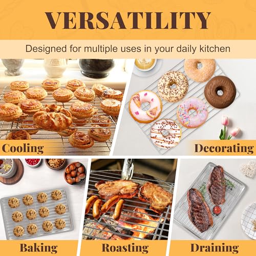 3 Tier Stackable Cooling Racks for Cooking and Baking (10“ x 16”- 3 Tier / Silver)